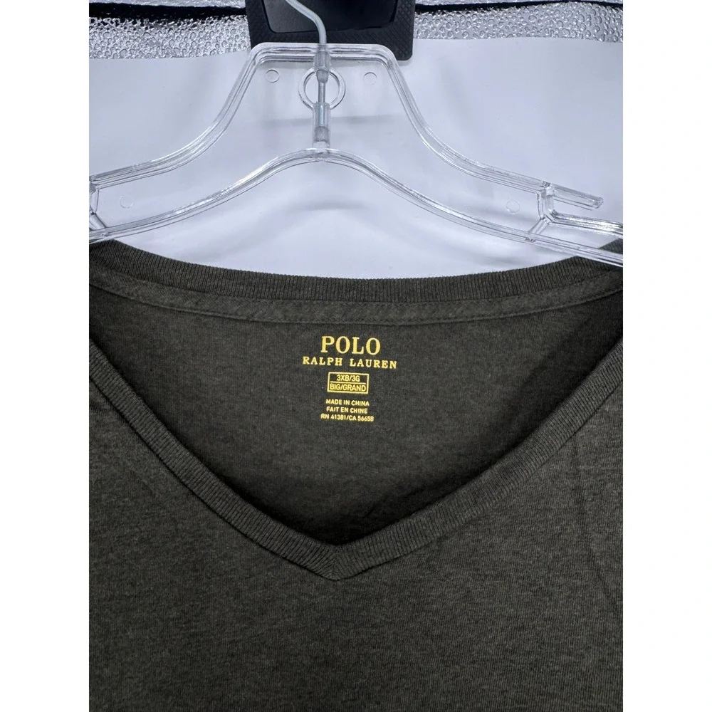 Polo Ralph Lauren T Shirt 3XL Big 3XB Olive Moss Pony Logo Short Sleeve V Neck